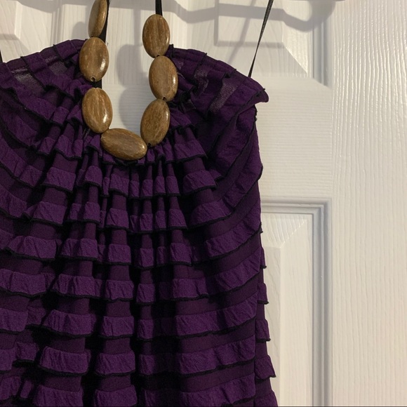 3 for $15 New Channel Purple Ruffled Halter Top - Picture 4 of 7